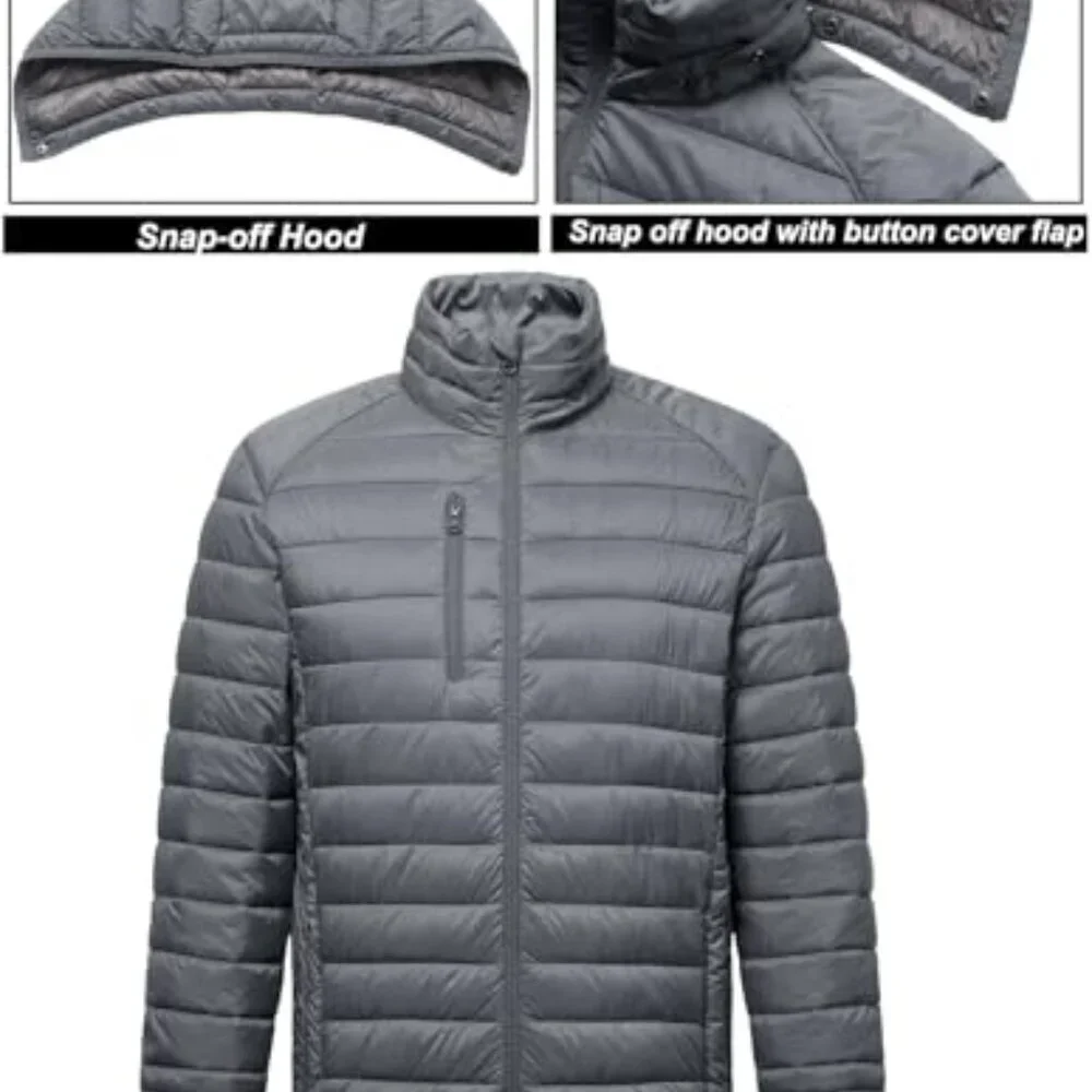 Synthetic Down Puffer Jacket Lightweight Packable Hooded Water Resistant
